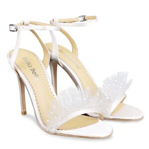 (New) Bella Belle - Bridget Ivory Polka Dot Pleated Tulle Heels - Size 7.5